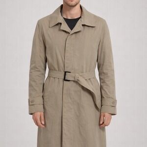 Cianni Cellini Vintage Beige Trench Coat Belted Raincoat Mens 46S Quiet Luxury